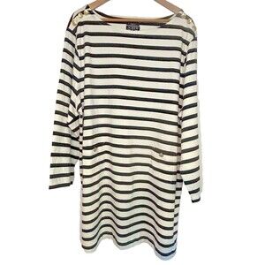 J.Crew NWT Mariner Cloth Shirtdress 3X Gold Buttons‎ Pockets Nautical Preppy